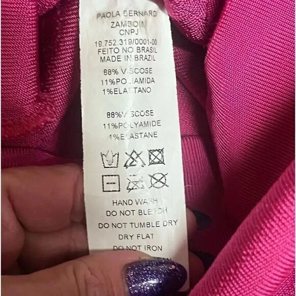 PAOLA BERNARDI pink one shoulder mini knit bodycon stealth dress with cut outs - Picture 9 of 9